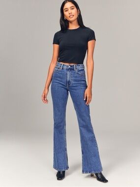 Abercrombie & Fitch the Vintage Flare High Rise Vent Hem Curve Love Jeans Sz 27